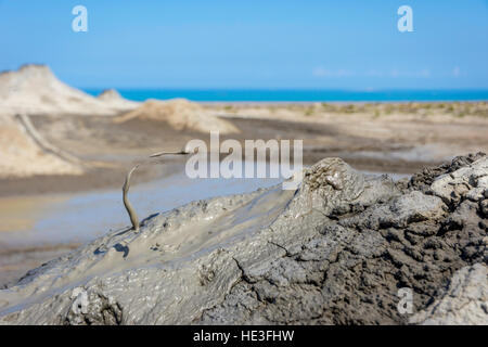 Schlamm ausbrechenden Vulkan Schlamm, Gobustan Park, Aserbaidschan Stockfoto