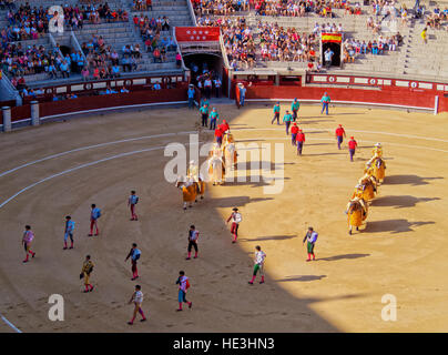 Spanien, Madrid, Stierkampf Novillada Picada in der Stierkampfarena Plaza de Toros de Las Ventas. Stockfoto