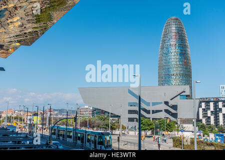 Nouvels Agbar Tower, Barcelona, Spanien ist ein 38-Geschichte Wolkenkratzer / Turm. Stockfoto