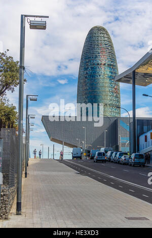 Nouvels Agbar Tower, Barcelona, Spanien ist ein 38-Geschichte Wolkenkratzer / Turm. Stockfoto