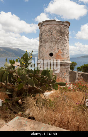 Alte venezianische Leuchtturm, Fiskardo, Kefalonia, Griechenland Stockfoto