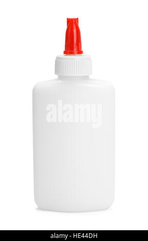 Eine Flasche Schule Kleber mit Streuer Kappe, Isolated on White Background. Stockfoto
