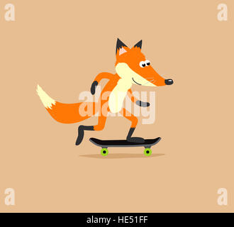 Skateboard Fuchs Cartoon illustration Stockfoto