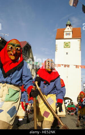 Schwäbisch-alemannischen Fasnacht, gefeiert in Süddeutschland, der Schweiz und Westösterreich vor der Fastenzeit, Isny, Allgäu Stockfoto