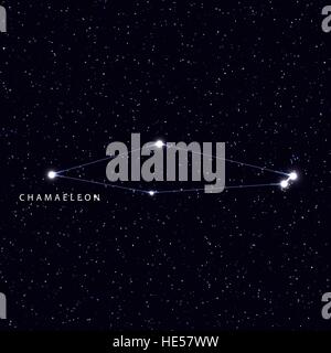 Sky-Map mit dem Namen der Sterne und Sternbilder. Stock Vektor