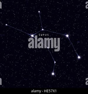 Sky-Map mit dem Namen der Sterne und Sternbilder. Stock Vektor