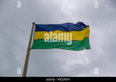 Flagge am Strand von Malo-Les-Bains, Dünkirchen, Frankreich. Stockfoto