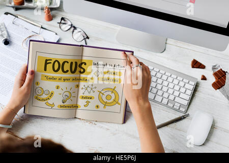 Fokus Konzentration Ziele Ziel bestimmen Konzept Stockfoto