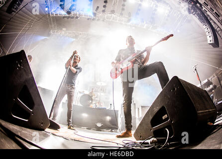 Schuppen sieben Headliner Samstag um Shiiine auf Weekender 2016 Featuring: Shed Seven, Rick Witter wo: Minehead, Großbritannien: 12. November 2016 Stockfoto