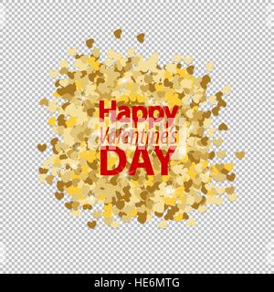 Goldenen Glitzer Herzen lieben. Happy Valentinstag und Jäten Sparkle design-Elemente. Glänzende Vektorgrafik auf transparenten Hintergrundvorlage. Stock Vektor