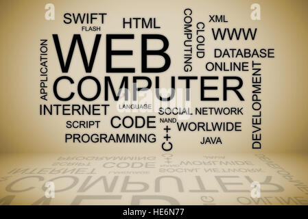 ein Konzept der Web-Entwicklung, einschließlich der Programmiersprachen Stockfoto