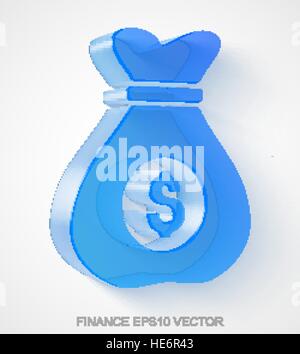 Business-Symbol: extrudiert blau Geld Plastikbeutel mit transparenten Schatten, 10 EPS-Vektor-Illustration. Stock Vektor