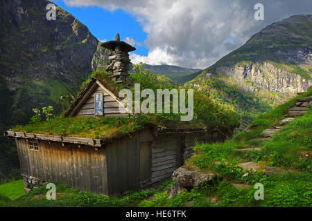 Skagefla Hof in Geiranger Stockfoto