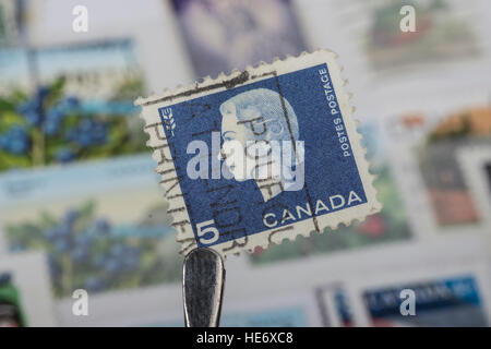 Eine alte kanadische Briefmarke. Stockfoto