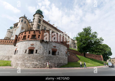 Königsschloss Wawel in Krakau, Polen. Es ist die ehemalige Residenz von Papst John Paul, als er Erzbischof von Krakau war. Stockfoto