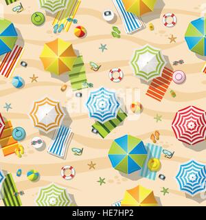 Nahtlose Strandresort mit bunten Sonnenschirmen Stock Vektor