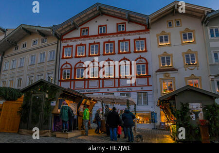 Weihnachtsmarkt in Bad Tölz, Bayern, Deutschland Stockfoto