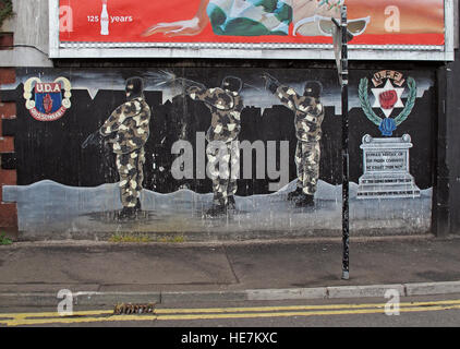 UFF Unionist Wandbild aus Shankill Road West Belfast, Nordirland, Vereinigtes Königreich - UDA / UFF Stockfoto