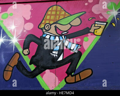 Andy Capp Graffiti, Garfield St Belfast City Centre, Nordirland, Vereinigtes Königreich Stockfoto