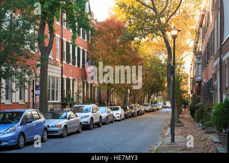 Zeile Häuser in Rittenhouse Square Nachbarschaft Philadelphia, Philadelphia, Pennsylvania, USA Stockfoto