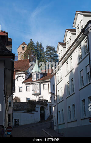 Schweiz: Blick auf den Palästen und Gebäuden in den Straßen der mittelalterlichen Stadt Luzern, mit den Details der Häuser Stockfoto