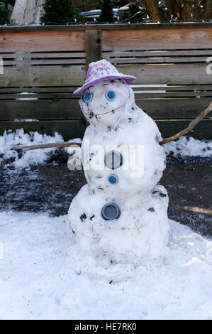 Einen Schneemann mit Stick Armen, Vancouver, Britisch-Kolumbien, Kanada Stockfoto