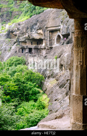 Ajanta Höhlen Weltkulturerbe, Aurangabad, Maharashtra, Indien Stockfoto