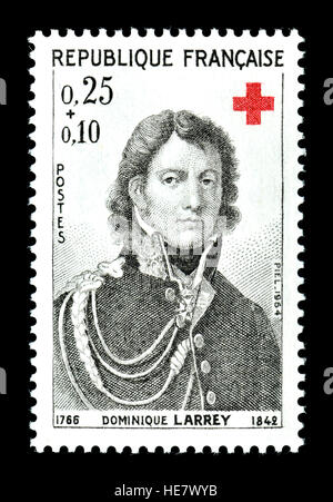 Französische Briefmarke (1964): Dominique Jean Larrey (1766 – 1842) französischer Chirurg in Napoleons Grand Armée und wichtiger Innovator im Schlachtfeld Medi Stockfoto
