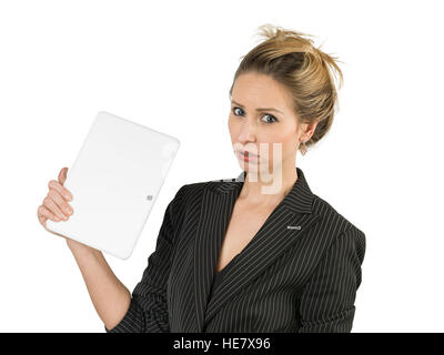 Schöne blonde Geschäftsfrauen mit TabletPC Stockfoto