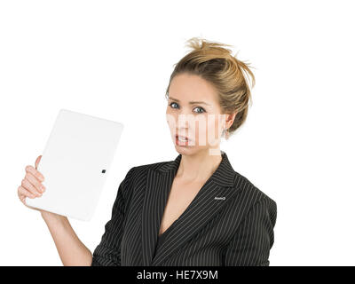 Schöne blonde Geschäftsfrauen mit TabletPC Stockfoto