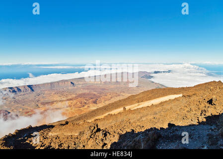 Blick vom Peack Vulkan El Teide im Teide-Nationalpark, Teneriffa, Kanarische Inseln, Spanien Stockfoto
