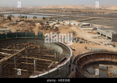 Bau der As Samra Kläranlage in Zarqa, Jordanien. Stockfoto