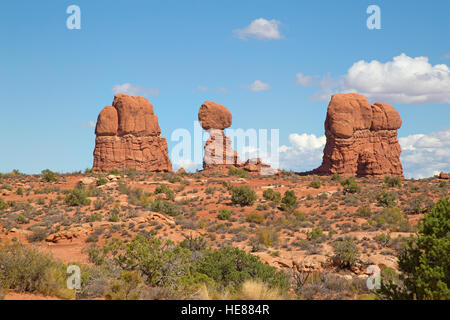 Berühmte Balancing Rock in den Arches National Park, Utah, USA Stockfoto