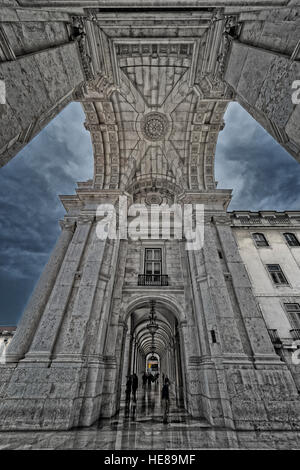 Arco da Rua Augusta, triumphal Bogen-artige Gebäude, 19. Jahrhundert, Praça Do Comércio, HDR, Lissabon, Portugal Stockfoto