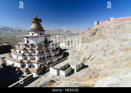 Gyantse: Pelkor Chöde - Kloster; Gyantse Kumbum (ein Chörten), Tibet, China Stockfoto