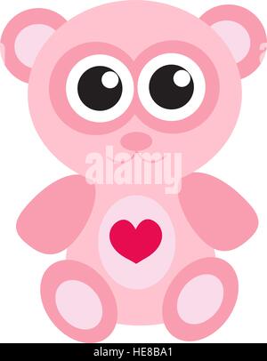 Niedliche rosa Teddy-Bären-Symbol, flaches Design. Isoliert auf weißem Hintergrund. Vektor-Illustration, ClipArt-Grafiken. Stock Vektor