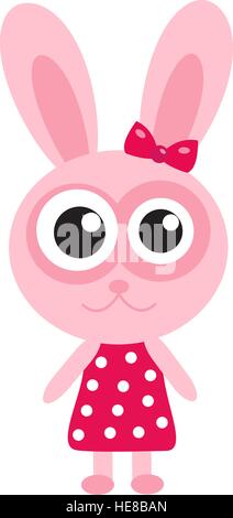 Niedliche rosa Hase, Kaninchen-Symbol, flaches Design. Isoliert auf weißem Hintergrund. Vektor-Illustration, ClipArt-Grafiken. Stock Vektor