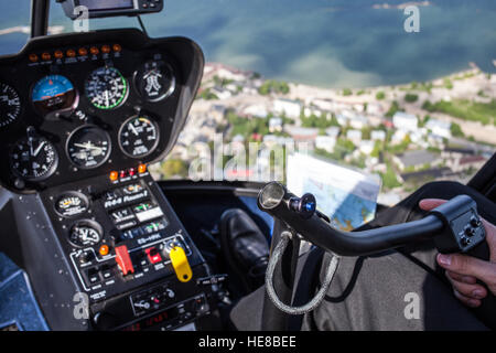 Blick vom Helikopter fliegen Stockfoto