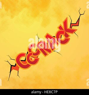 Comics-sound-Effekt mit Halbton Muster auf gelbem Hintergrund zu knacken Stock Vektor