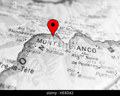 Mont Blanc über einen Fahrplan Stockfoto