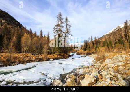 Flusses Ova de Roseg in der Schweiz Stockfoto