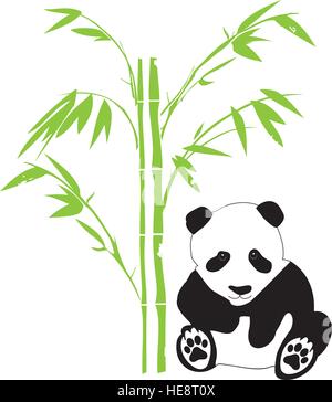 Vektor-Illustration eines Panda-Bären mit Bambus Stock Vektor