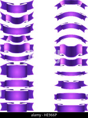 isolierte Vektor farbige Satinbänder Set - violett Stock Vektor