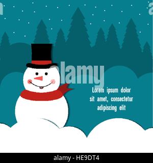 Schneemann im Zylinder Stock Vektor