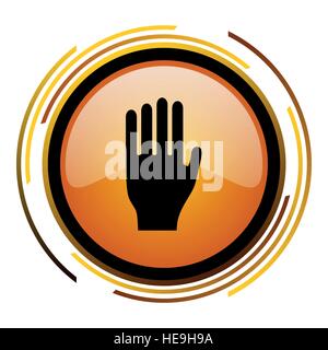 Vektor Handsymbol. Modernes Design runden orangefarbenen Button isoliert auf weißem Hintergrund für Web und Anwendungen in eps10 Stock Vektor