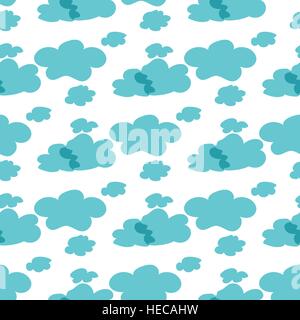 Vektor Musterdesign. Blaue Wolken auf weißem Hintergrund Stock Vektor