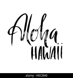 Konzeptionelle Hand gezeichnete Satz Aloha. Design für T-shirts, Karten, Einladungen, Plakate, Banner-Schriftzug. Vektor-illustration Stock Vektor