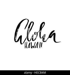 Konzeptionelle Hand gezeichnete Satz Aloha. Design für T-shirts, Karten, Einladungen, Plakate, Banner-Schriftzug. Vektor-illustration Stock Vektor