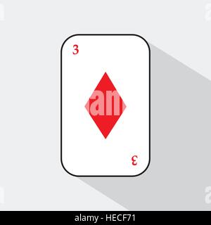 Karte drei Diamanten auf einem weißen Hintergrund leicht zu trennen. Symbolbild Illustration für Print, Website, Stoffe, Dekoration, Design, etc. verwendet. Stock Vektor