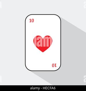 Poker-Karte. Herz zehn. weißem Hintergrund leicht trennbar sein. Symbolbild Illustration für Print, Website, Stoffe, Dekoration, Design, etc. verwendet. Stock Vektor